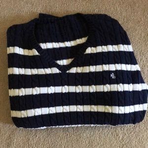 Ralph Lauren navy blue and black striped sweater